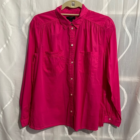 J. Crew Tops - J. Crew, Pink, Long Sleeve, 100% Cotton, Button Down Top, Size 6